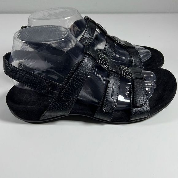 Vionic Women’s Amber Adjustable Leather Orthotic Sandals Black Size 7 - Picture 4 of 10